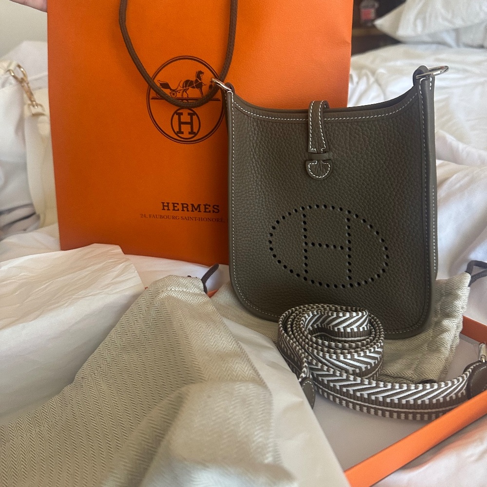 RARE Hermes Evelyn TPM Etoupe Limited Edition Strap, Dust Bags and Box